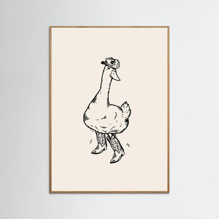 Oak Nature Duck wearing Western Boots Poster