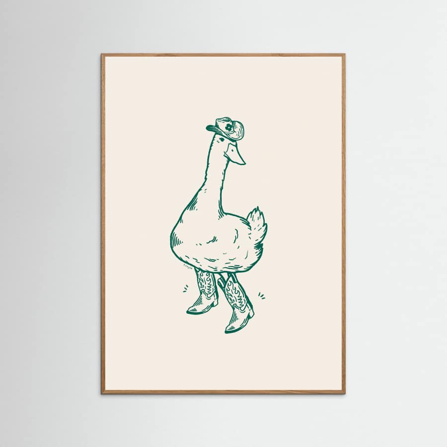 Plakat Duck wearing Western Boots in green