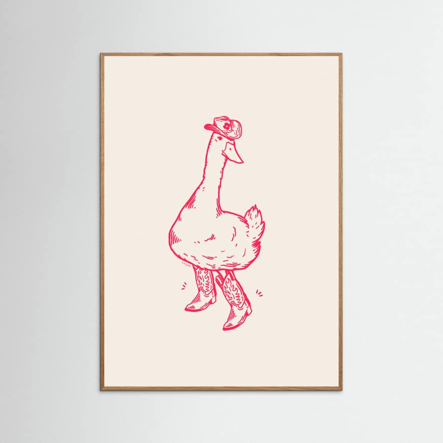 Plakat Duck wearing Western Boots in pink