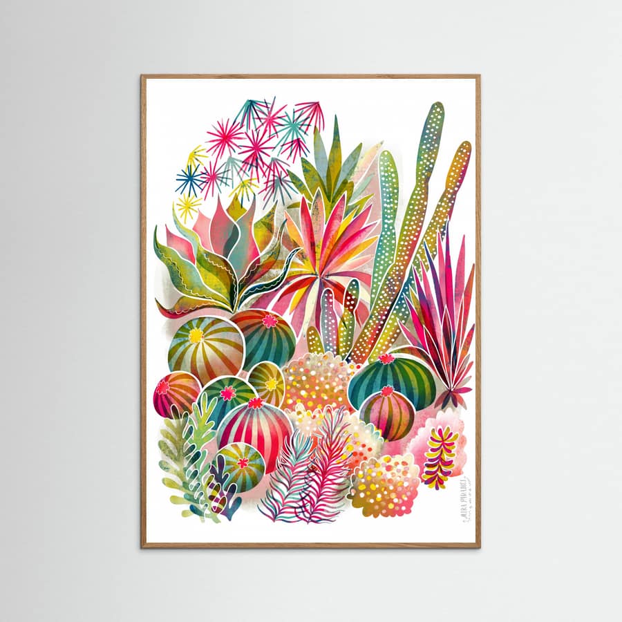 Flowering Succulent and Cacti Garden Poster