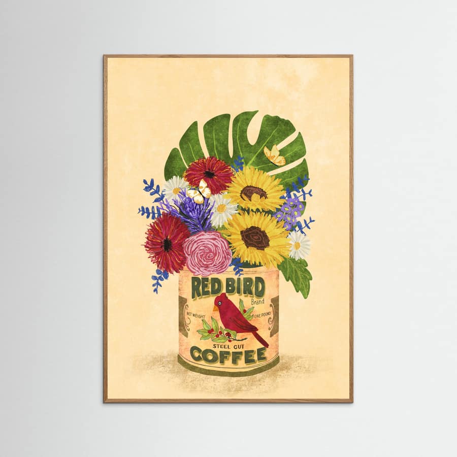 Flowers In a Vintage Coffee Can Poster