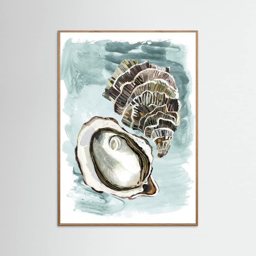 Affiche For the Love of Oysters, foodie art, seafood art, rustic ocean inspired – affiche et impression d’art