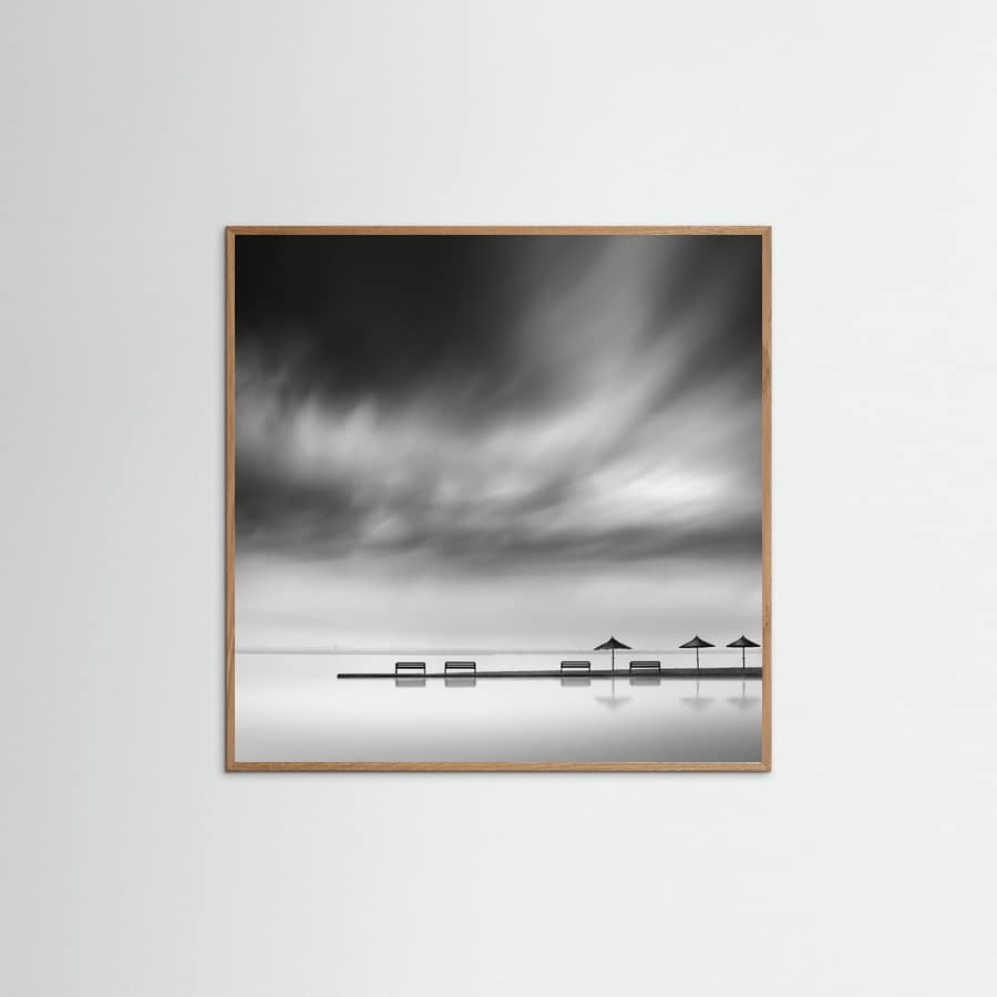 Four Benches and three umbrellas Poster – poster and art print