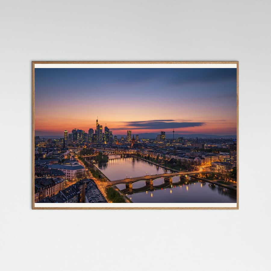 Poster Frankfurt Skyline at sunset