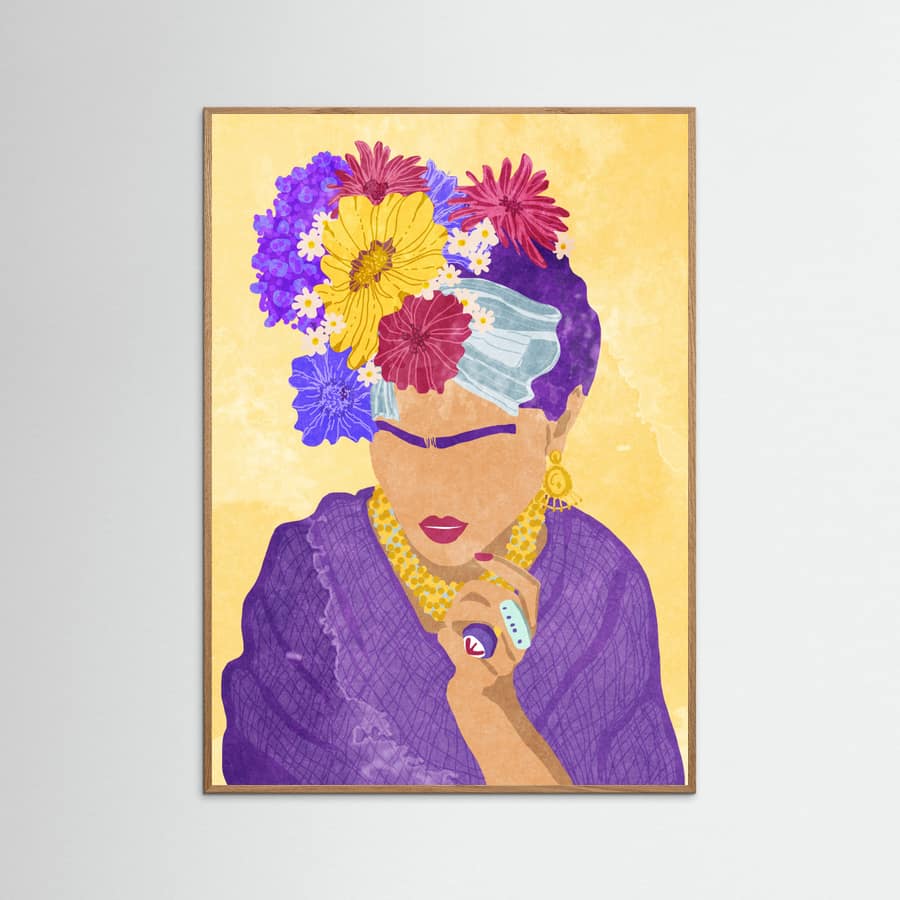 Frida and flowers Poster – plakat og kunsttryk