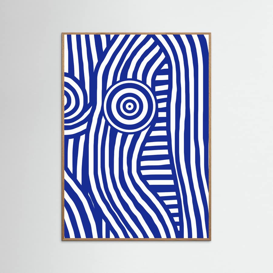 Front Blue and White Striped Nude Poster