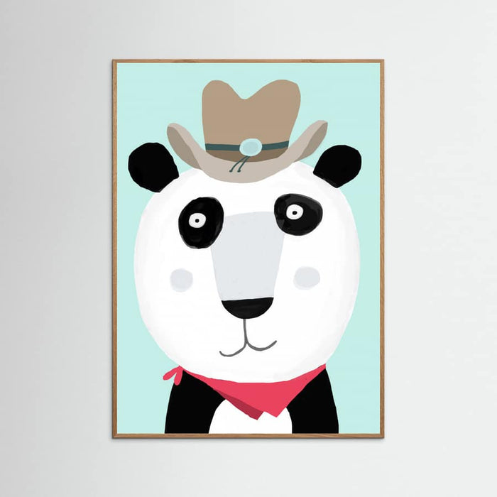 Oak Nature Funny Panda with Cowboy Hat by Artist Carla Daly Poster