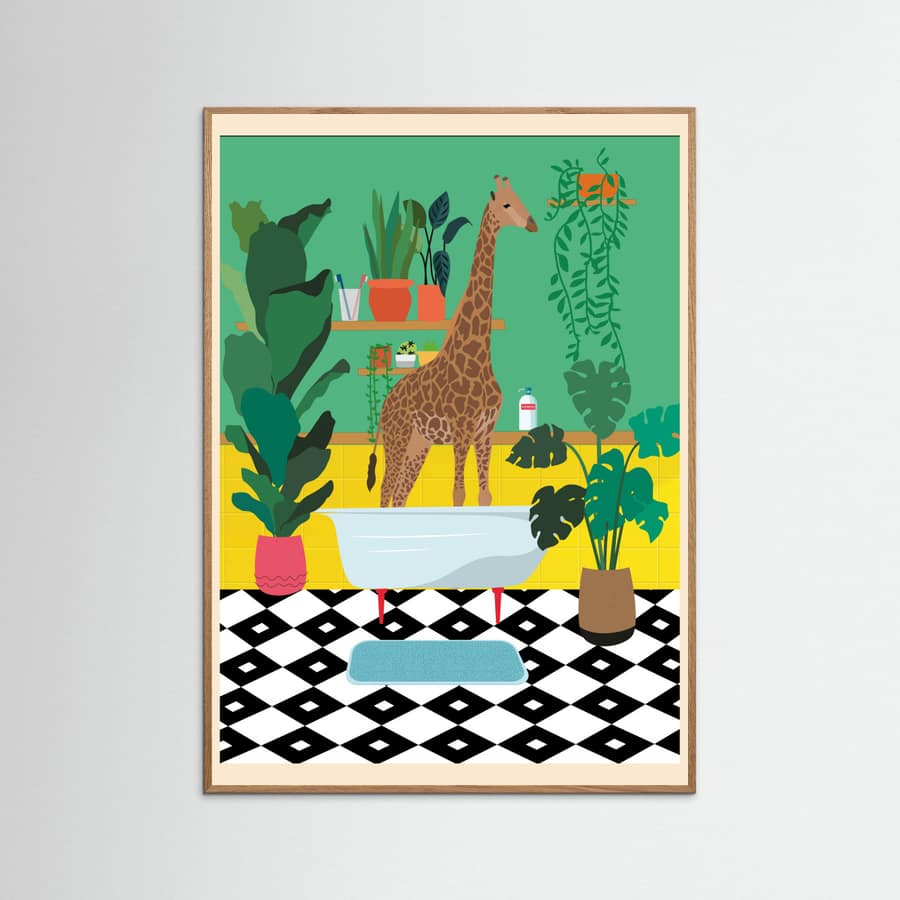Giraffe Bathtime Poster – poster and art print
