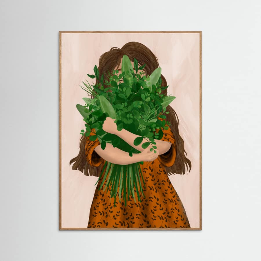 Girl with posy Poster – poster och konsttryck