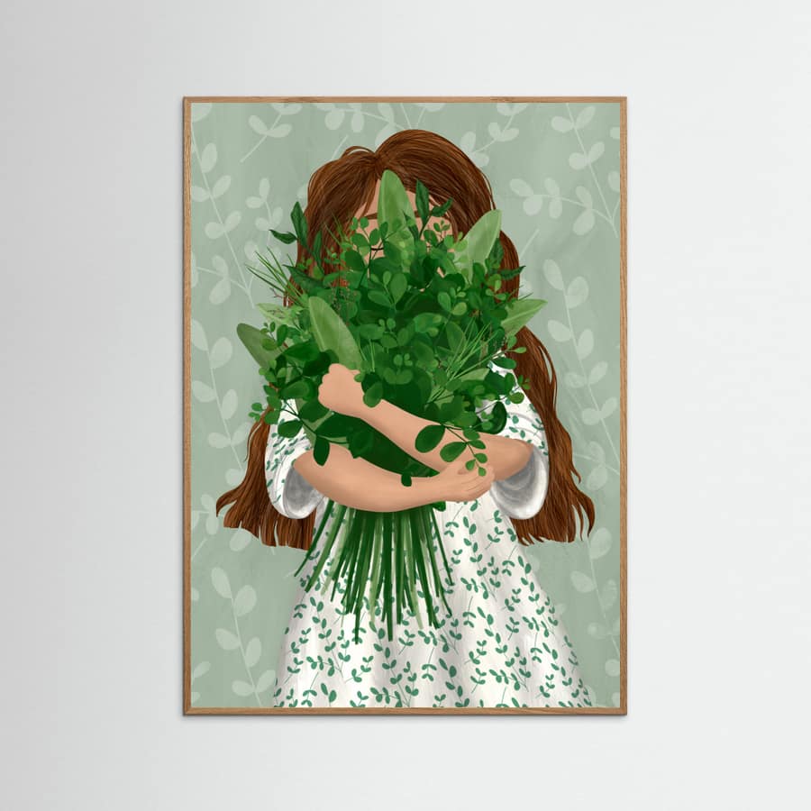 Girl with posy Poster – plakat og kunsttryk