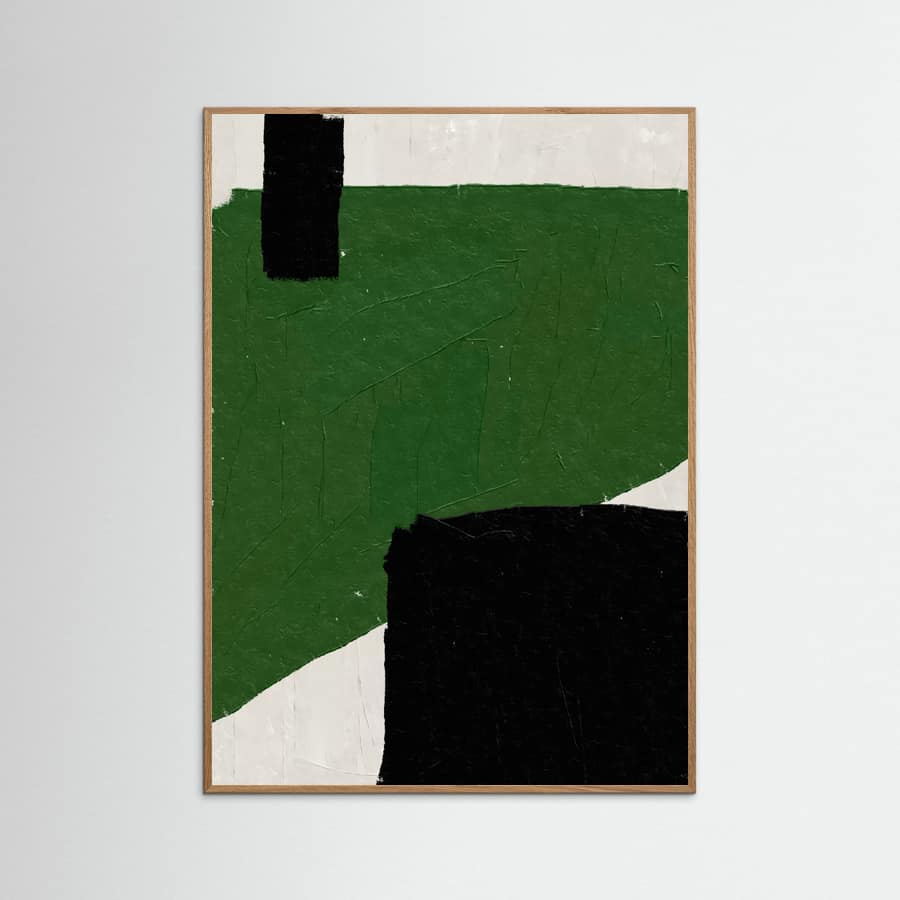 Póster Green Beige Black Oil Abstract Painting – póster e impresión artística