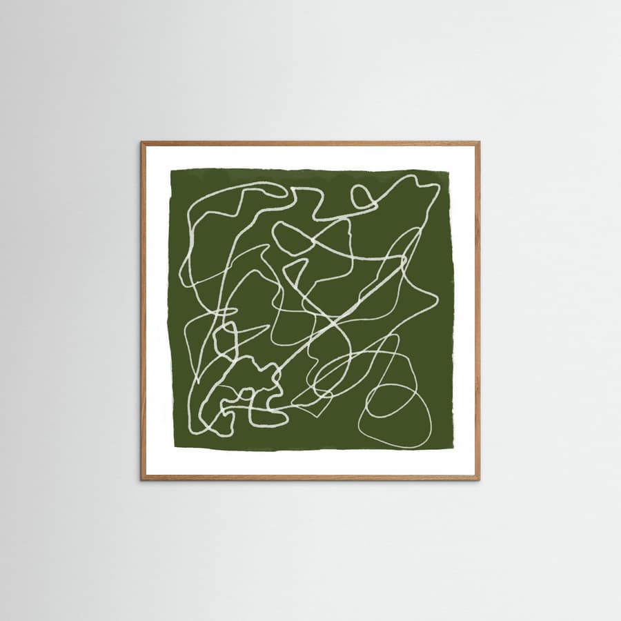 Green Scribble Lines Poster – plakat og kunsttryk