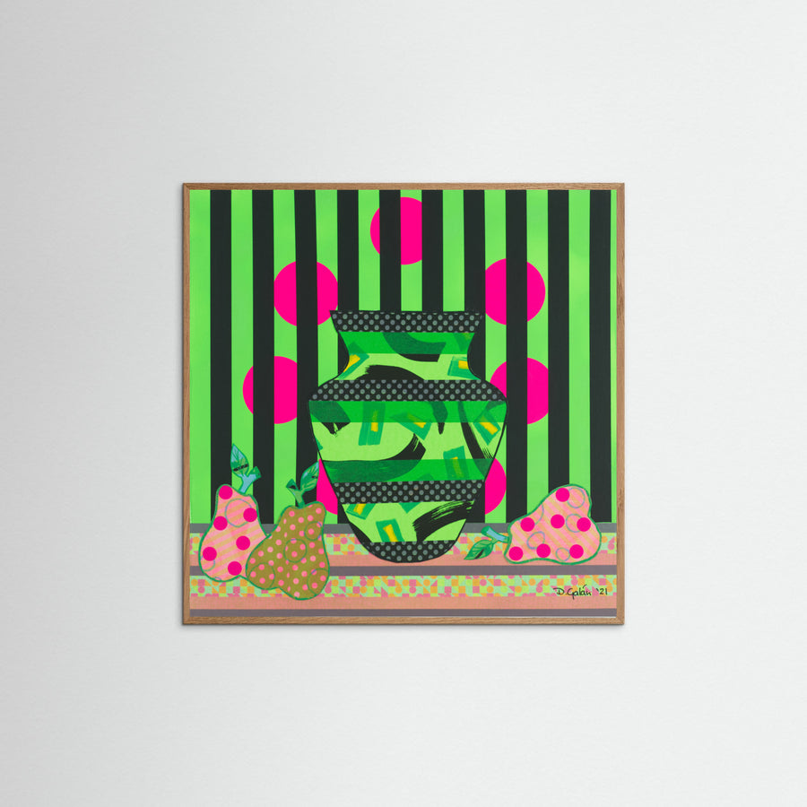 Green Vase & Pears Poster