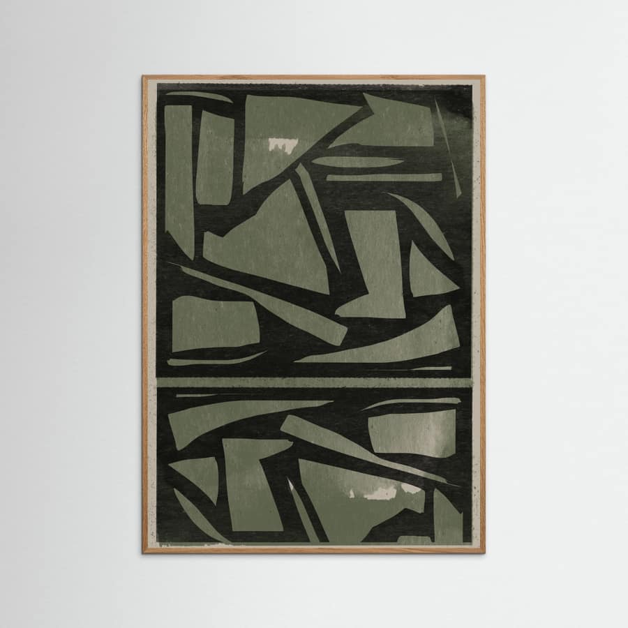Green and Black Shapes / Paper Cut Poster – plakat og kunsttryk