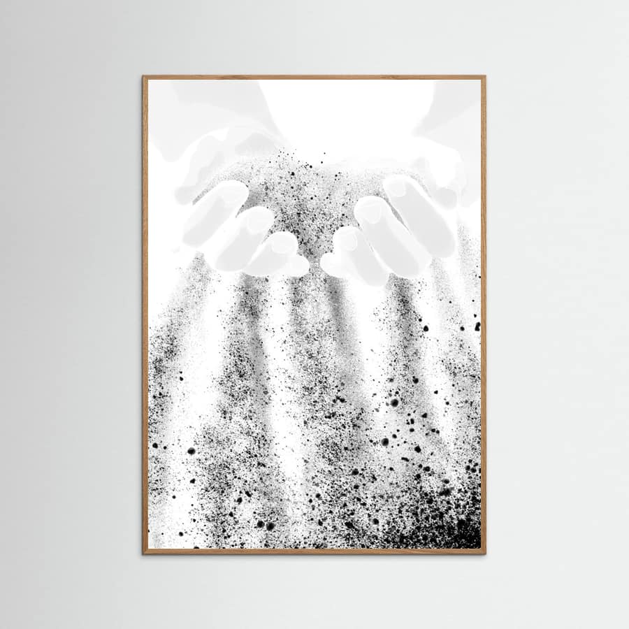 Hands Releasing Sand Poster – plakat og kunsttryk