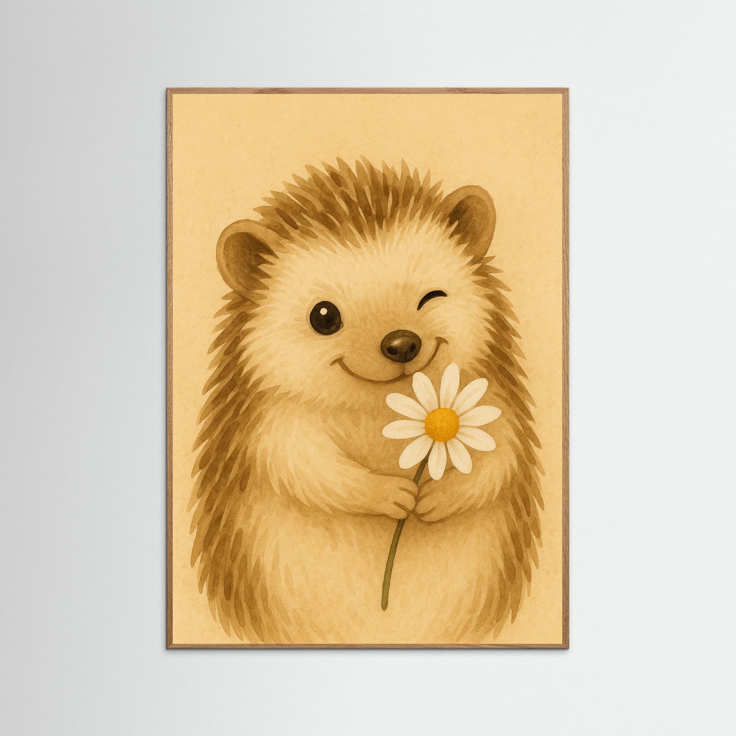 Oak Nature Hedgehog With Flower