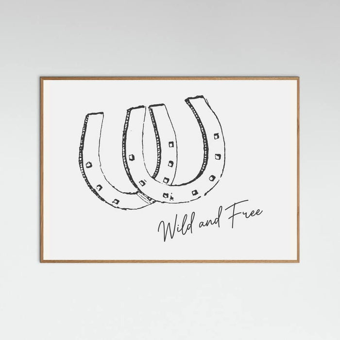 Horseshoe Wild and Free Black Poster – plakat og kunsttryk