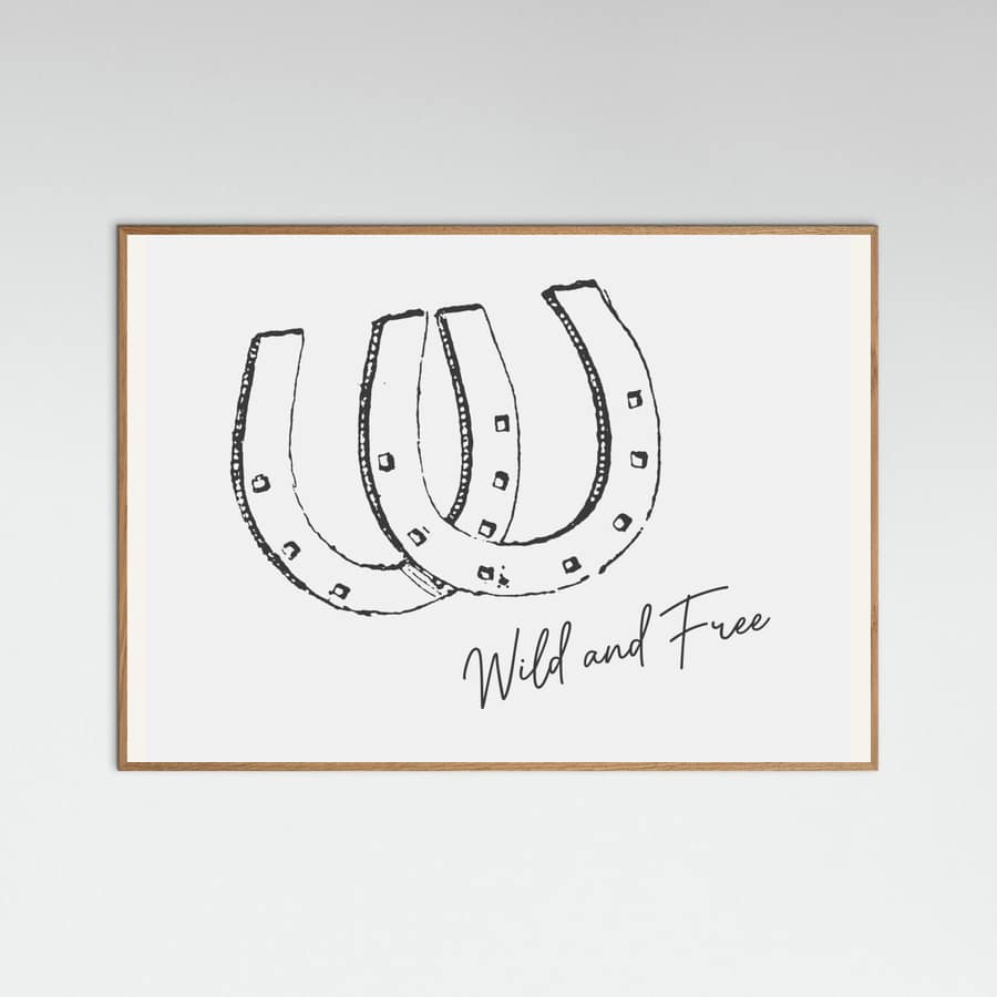 Affiche Horseshoe Wild and Free Black