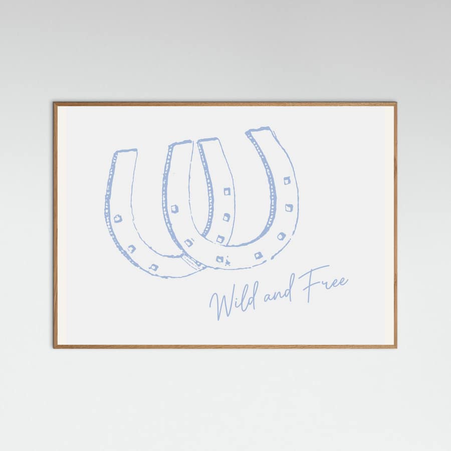 Affiche Horseshoe Wild and Free Blue