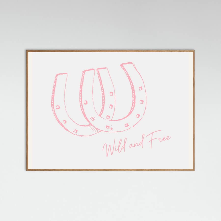 Horseshoe Wild and Free Pink -juliste