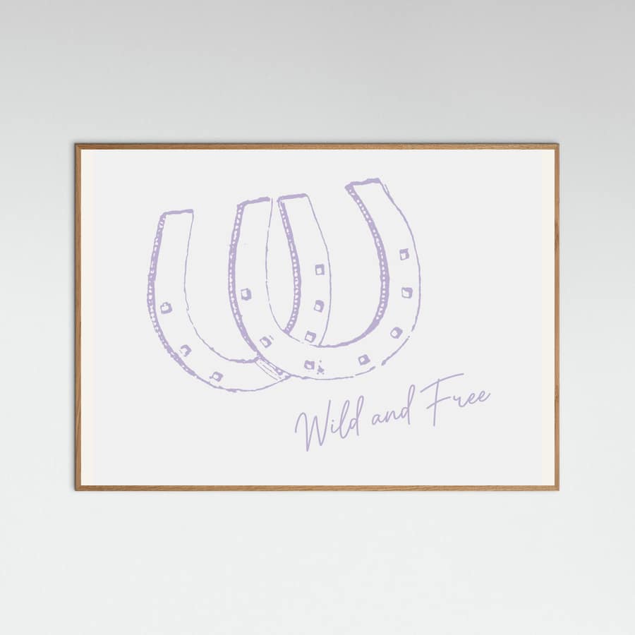 Plakat Horseshoe Wild and Free Purple