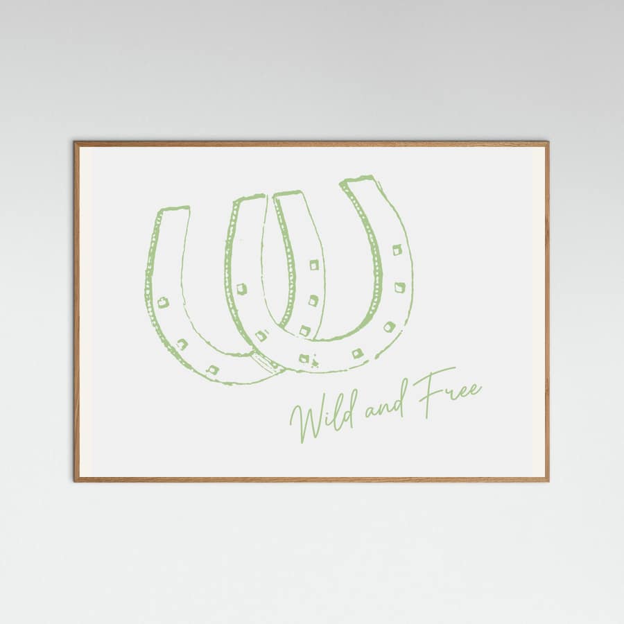 Horseshoe Wild and Free Sage Green Poster