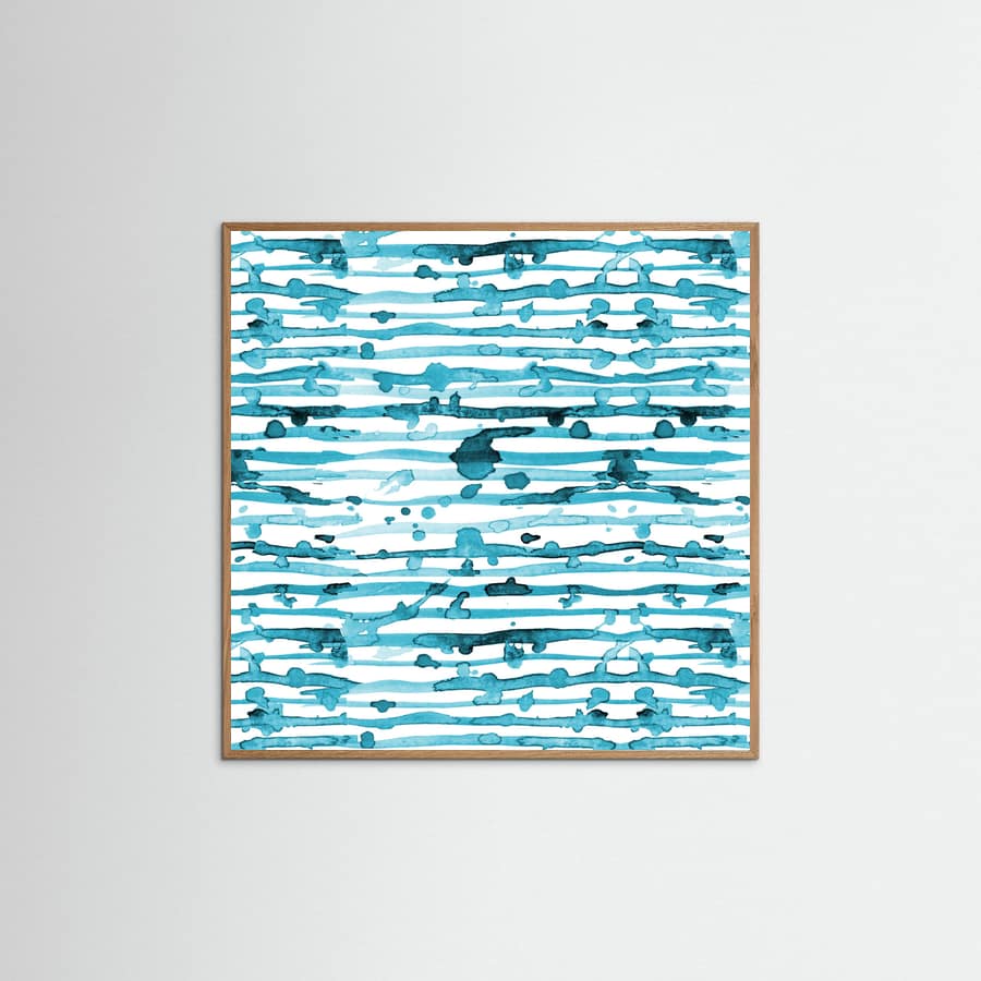 Póster Indigo Teal Line Splatter Watercolor – póster e impresión artística