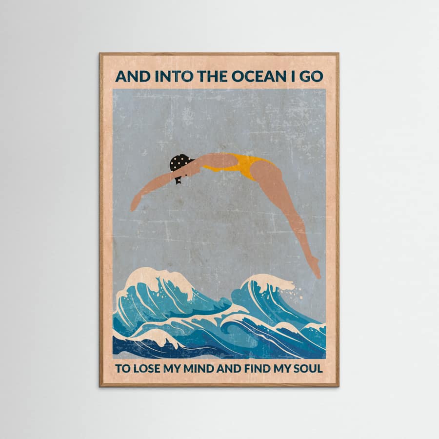 Into the Ocean (blue) Standard Wall Art Poster – poster and art print