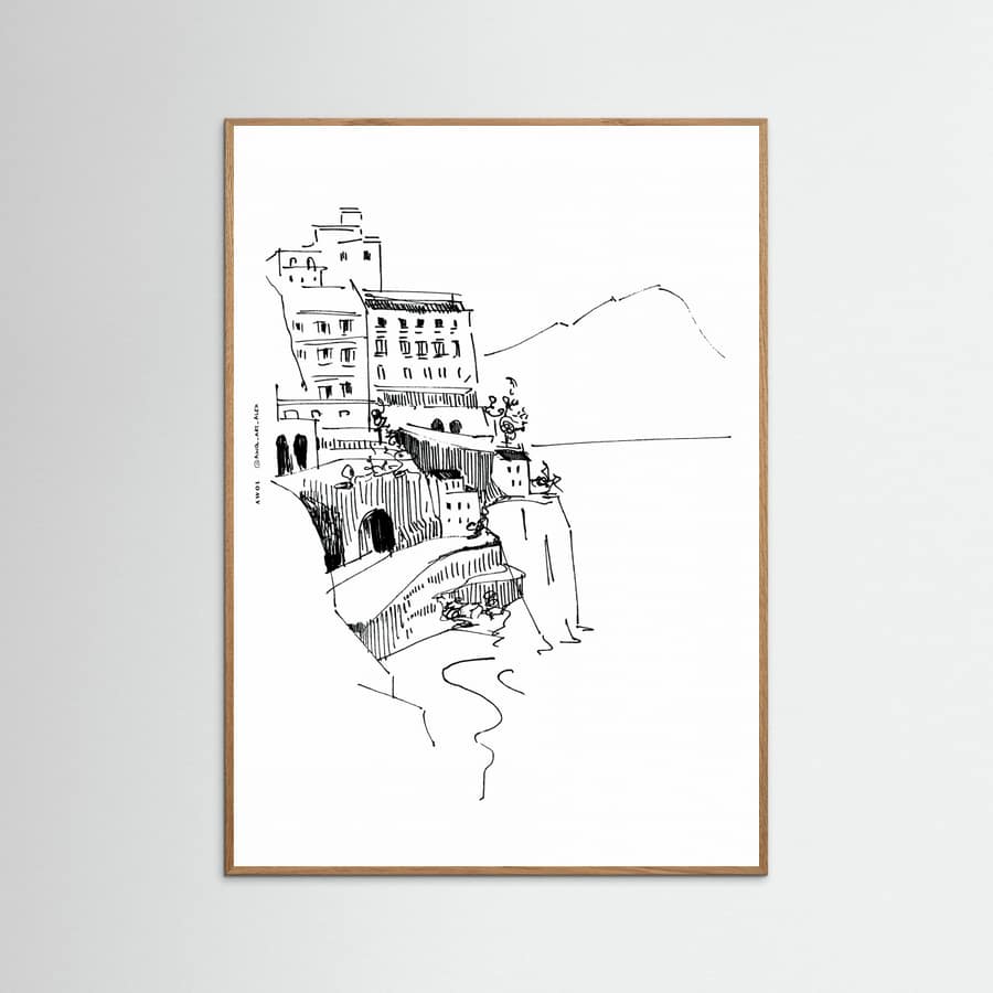 Poster Italian Landscape Art, Amalfi Coast Small Towns By The Sea – poster e stampa artistica