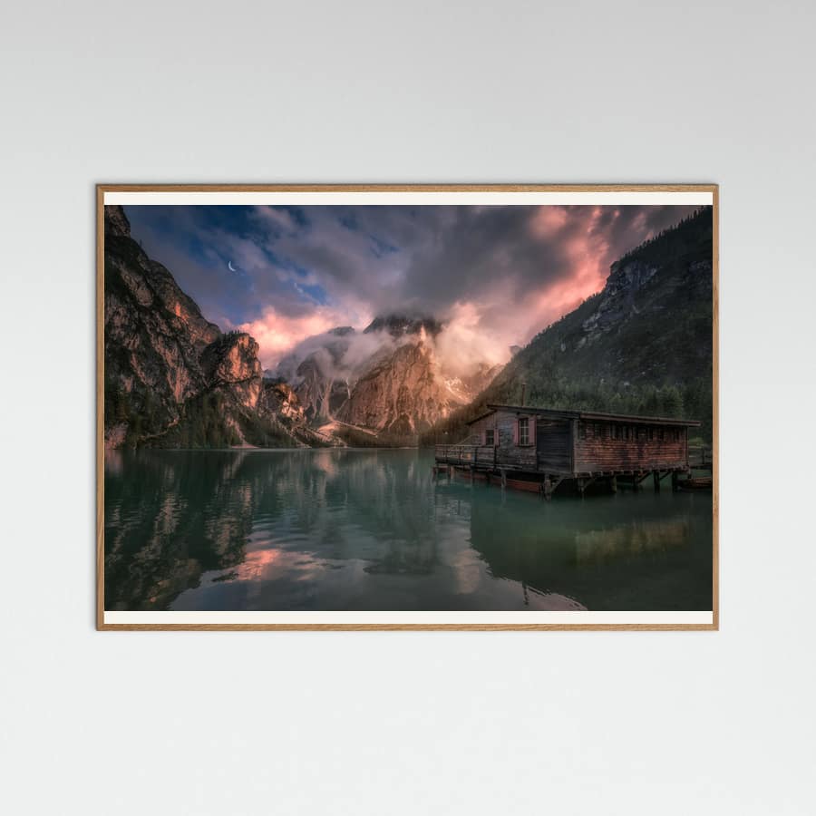 Lago di Braies, Dolomites -juliste – juliste ja taidepainatus