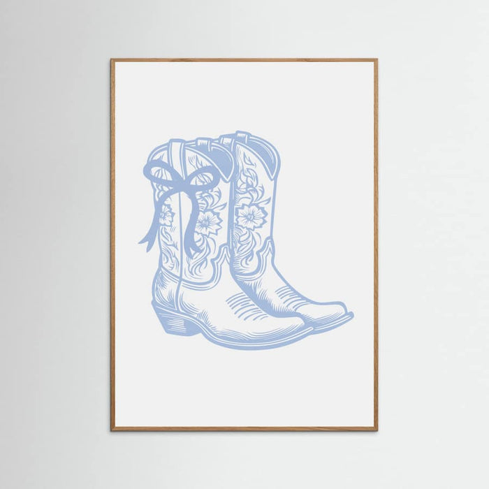 Light Blue Cowgirl Boots with Bow Poster – plakat og kunsttryk