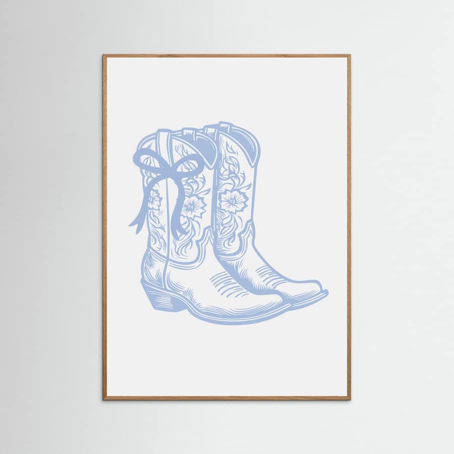 Light Blue Cowgirl Boots with Bow -juliste