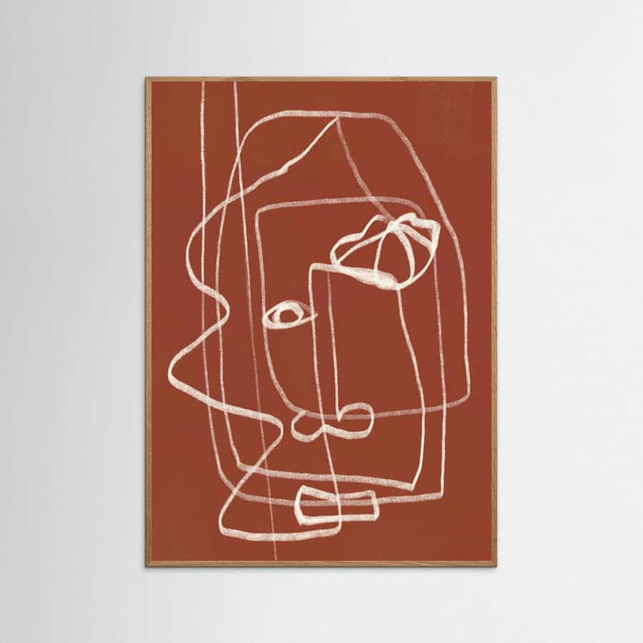 Poster Line art abstract portrait terracotta 03 – poster e stampa artistica