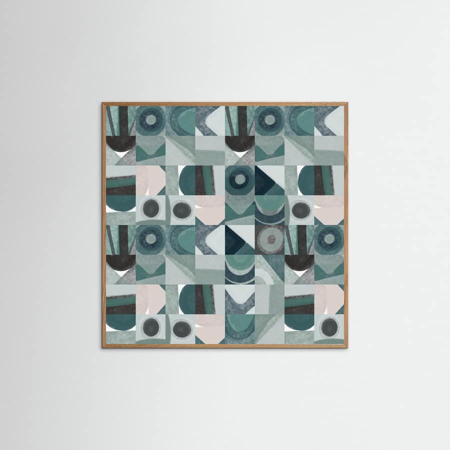 Mid Century Grid Pattern Four Poster