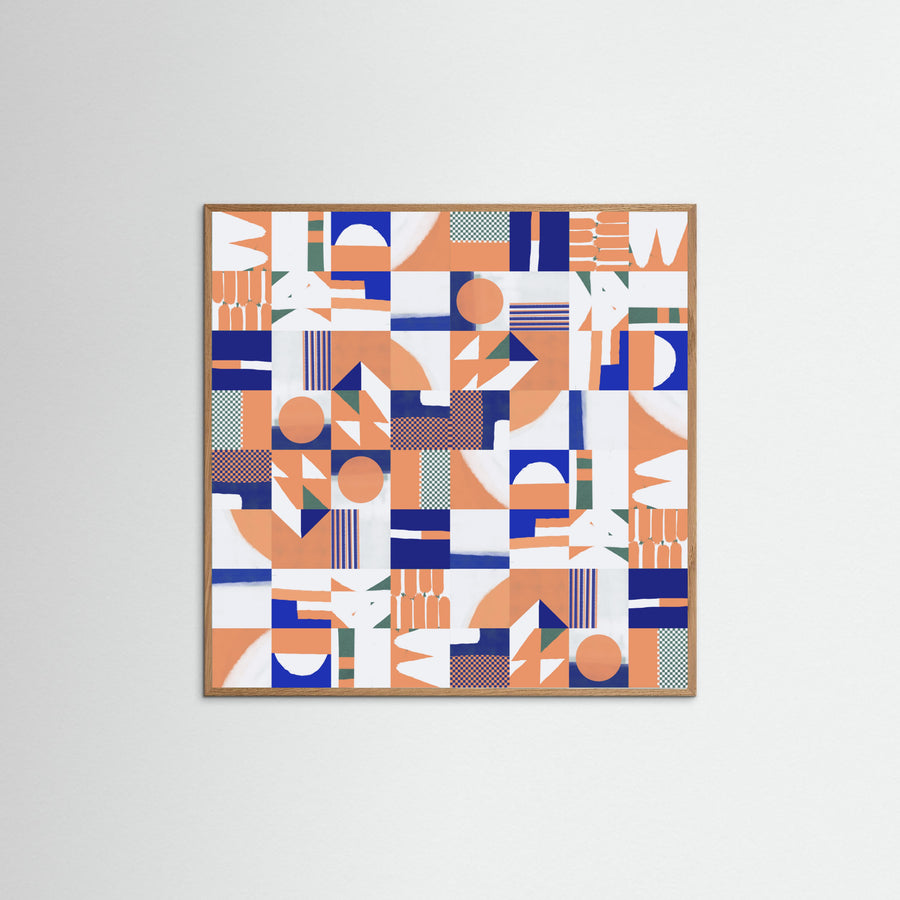 Póster Mid Century Grid Pattern