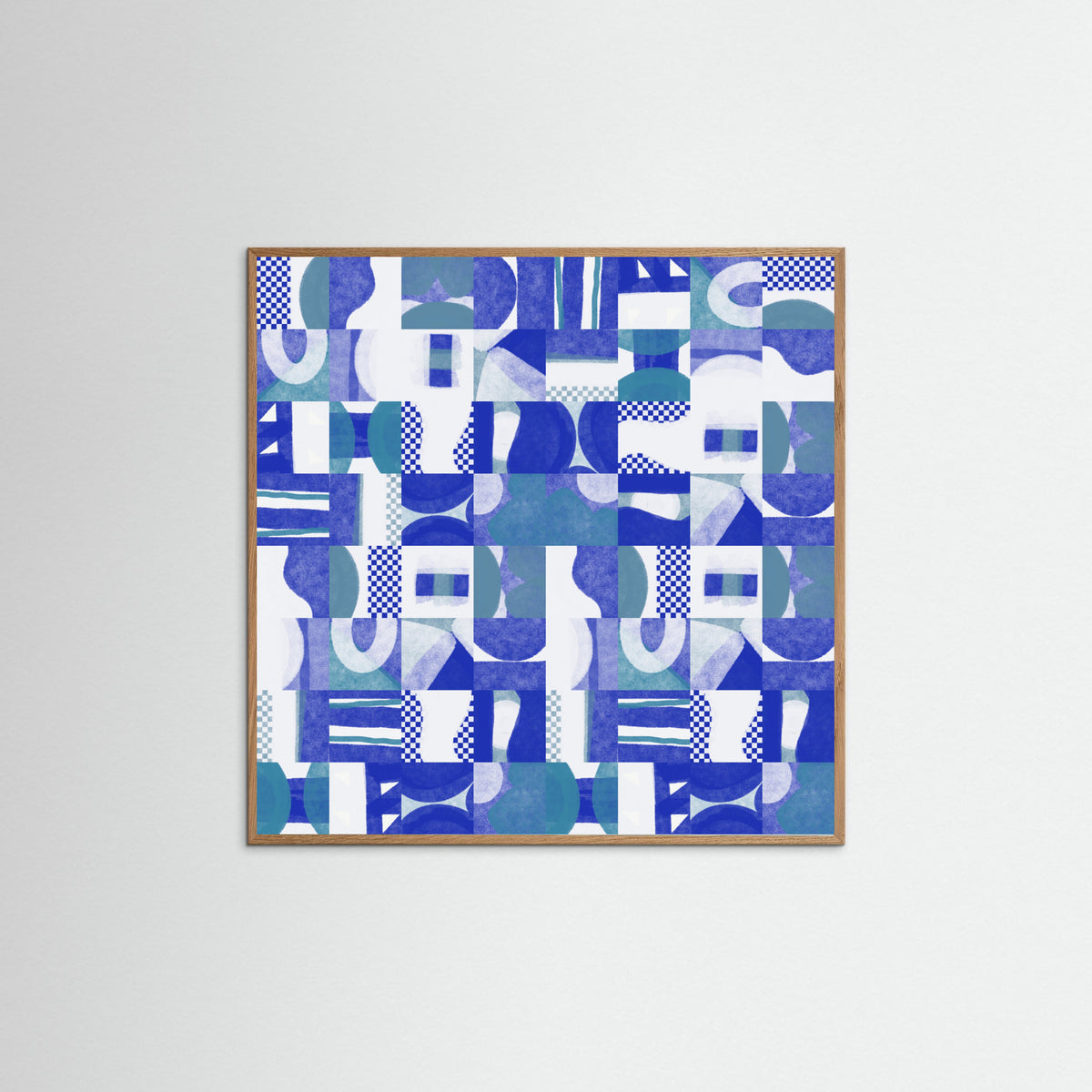 Oak Nature Mid Century Grid Pattern Six Poster