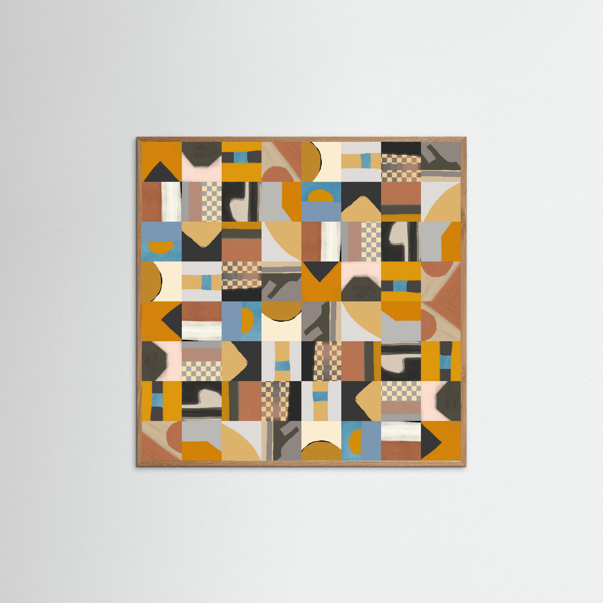 Oak Nature Mid Century Grid Pattern Two Poster