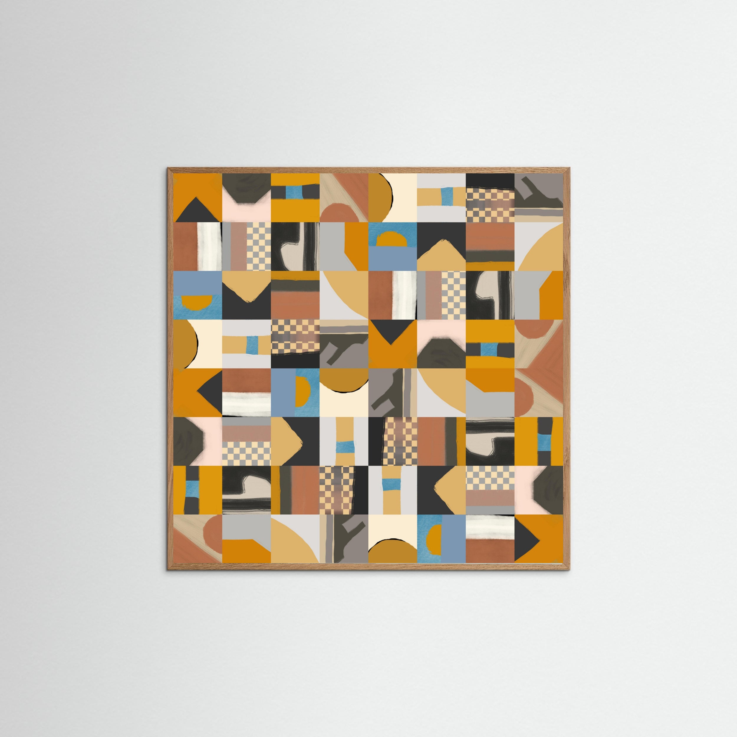 Oak Nature Mid Century Grid Pattern Two Poster