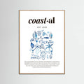 Póster Minimalist Blue Coastal Poster | Aesthetic Tropical and Marine Illustrations – póster e impresión artística