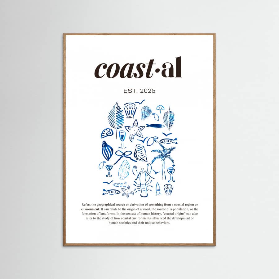 Plakat Minimalist Blue Coastal Poster | Aesthetic Tropical and Marine Illustrations