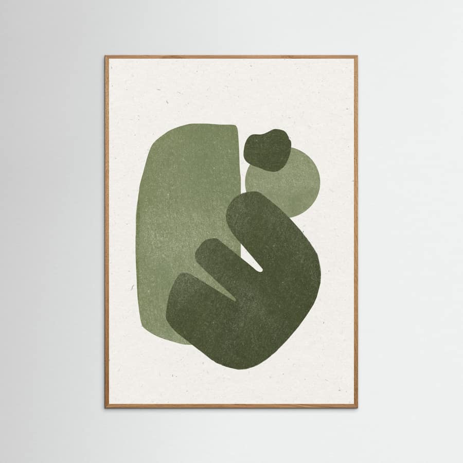 Modern Green Shapes Poster – plakat og kunsttryk