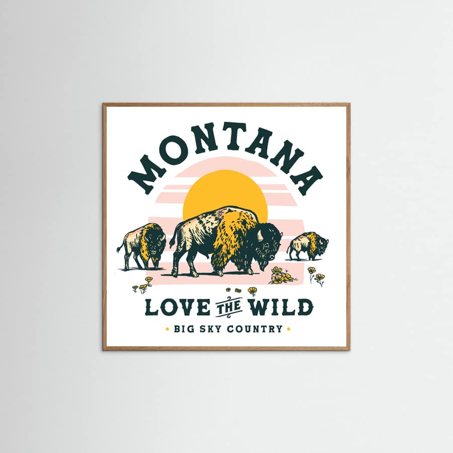 Poster Montana Buffalo Art: Love The Wild
