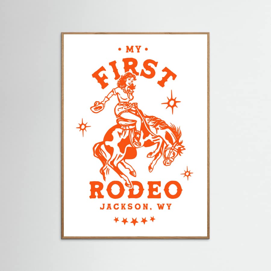 Poster My First Rodeo Jackson Wyoming Horseback Cowgirl