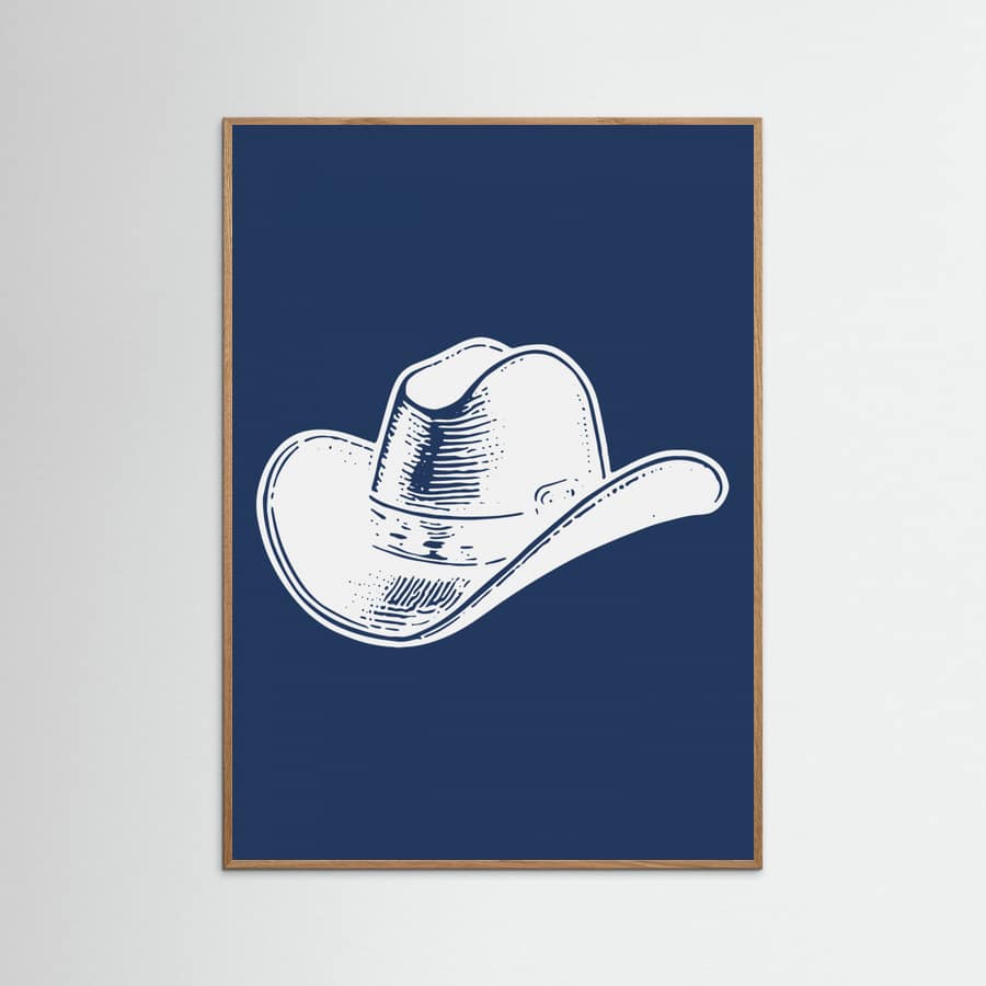 Navy Blue Cowboy Hat Poster