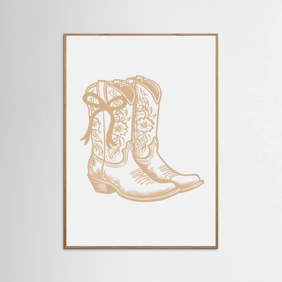 Neutral Cowgirl Boots with Bow -juliste