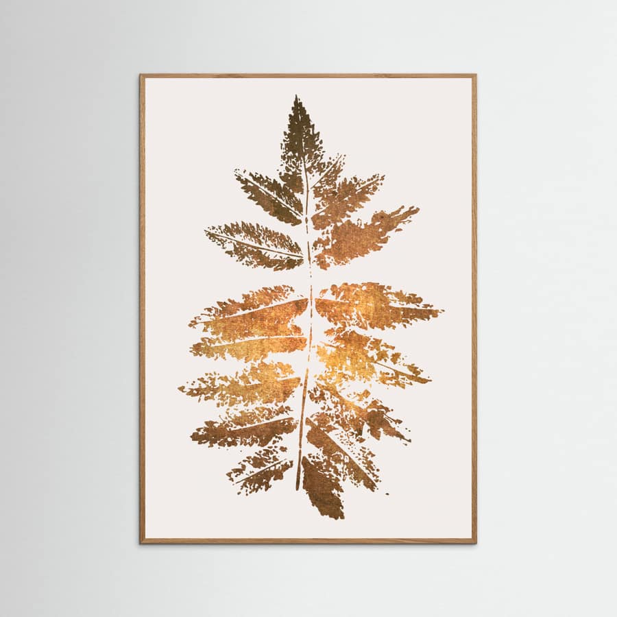 Oak Leaf Print Gold Poster – plakat og kunsttryk