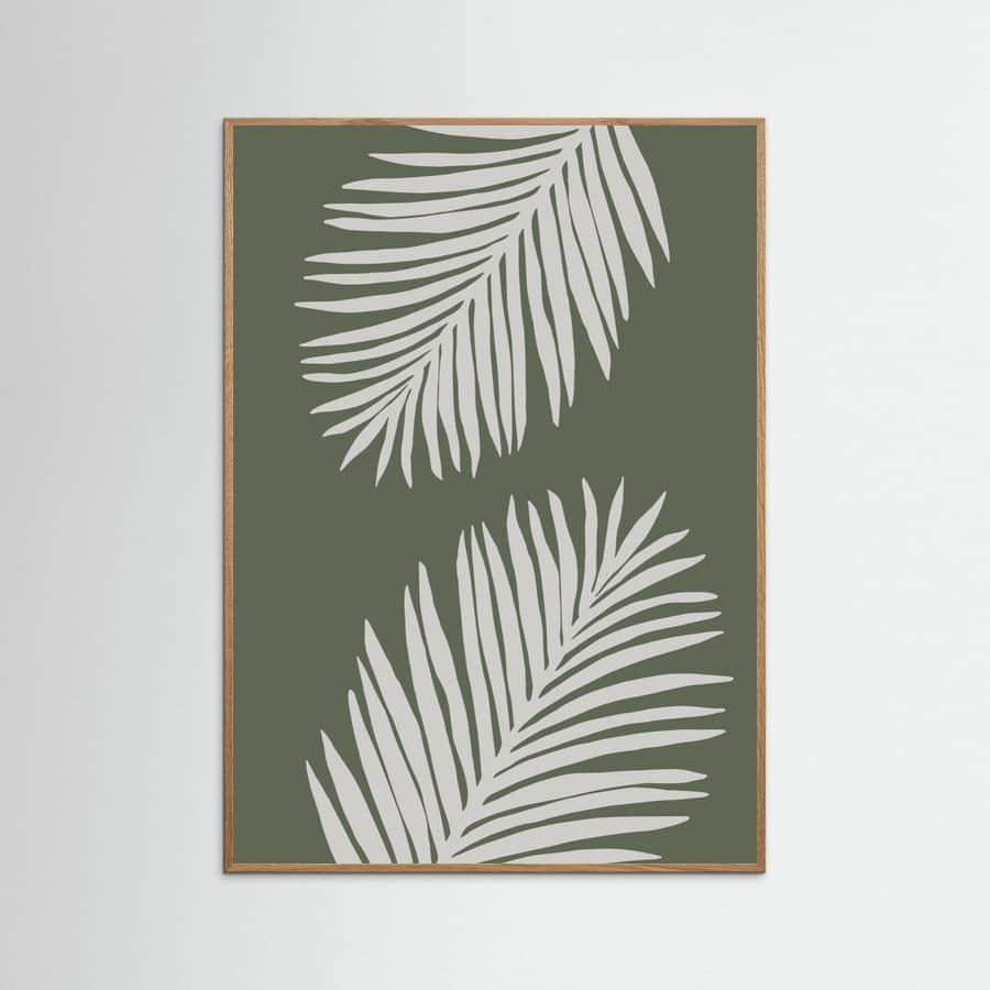 PALM LEAF 06 GREEN WHITE Poster