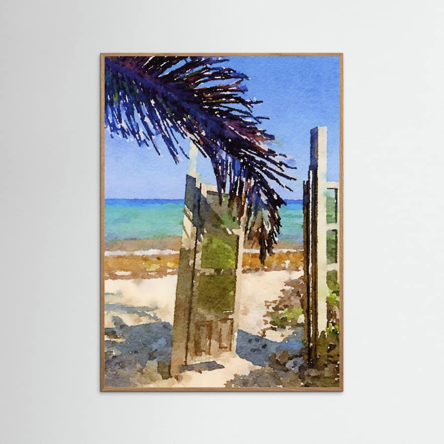 Palm Leaf Beach Poster