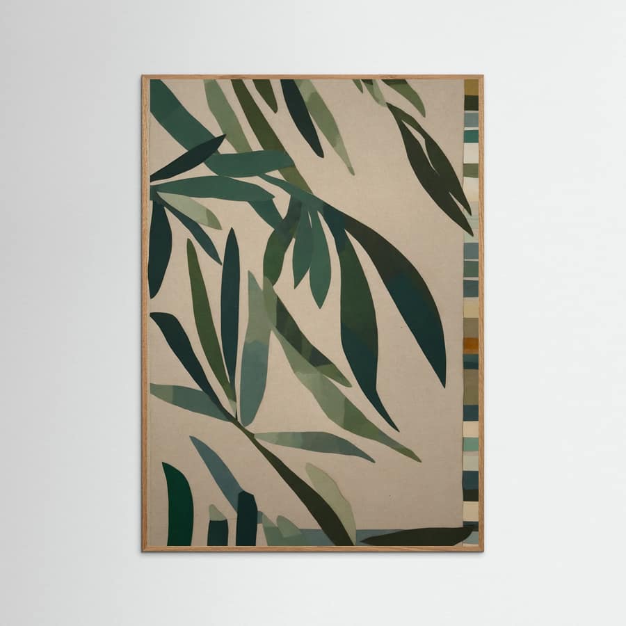 Paper Cut Green Leaves Poster