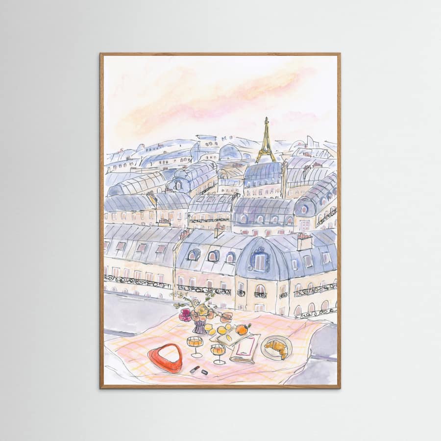Plakat Parisian Rooftop Picnic With Eiffel Tower Views – plakat i druk artystyczny